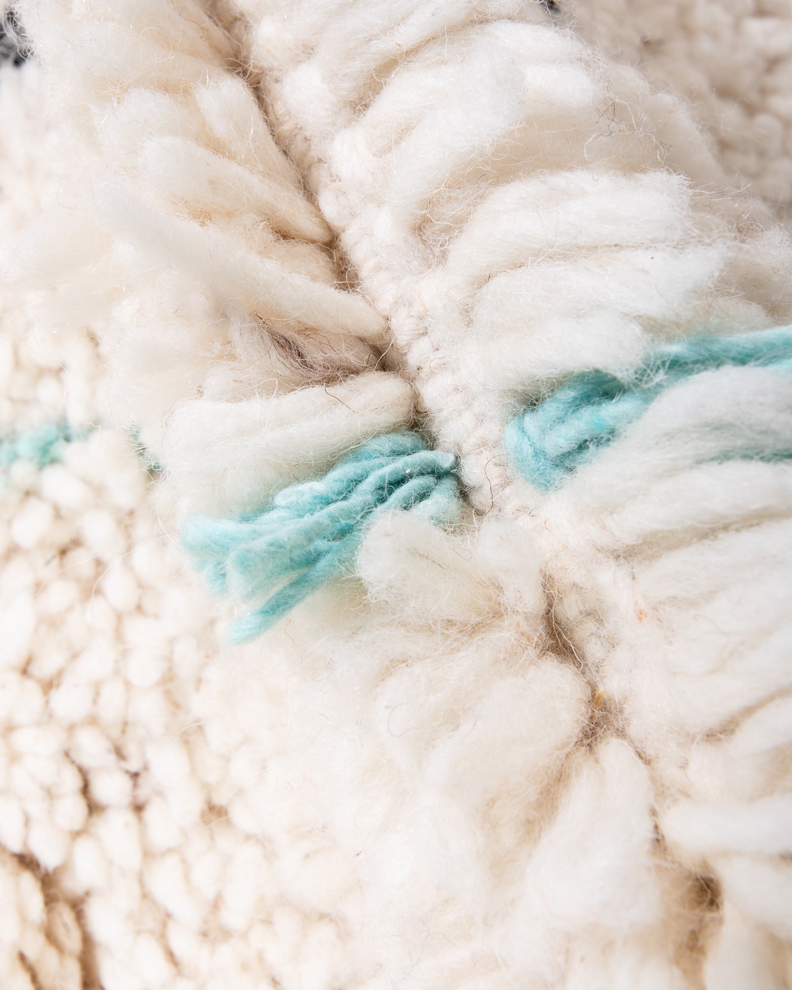 Modern, designer, handcrafted Berber rug from Morocco. Beniourain carpet with beautiful colours and patterns and fluffy wool texture.